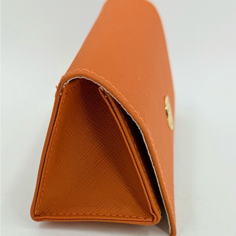 Tory Burch Glasses Sunglasses Semi Rigid Orange Faux Leather Case New NWOT - Picture 5 of 7